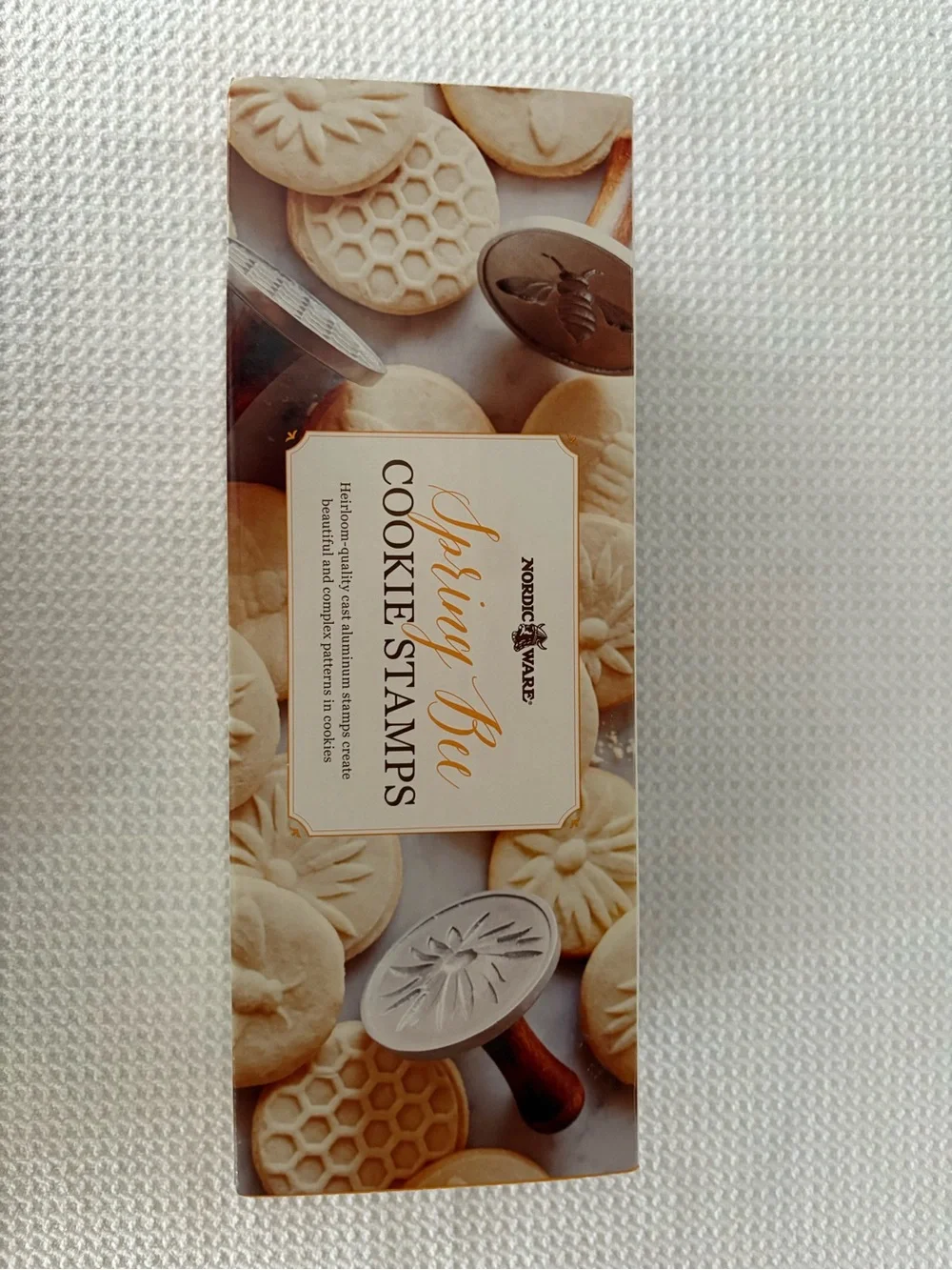 Nordicware  3 Cookie Stamps - Honeycomb,Bee & Flower/Aluminum Cast, Wood Handles